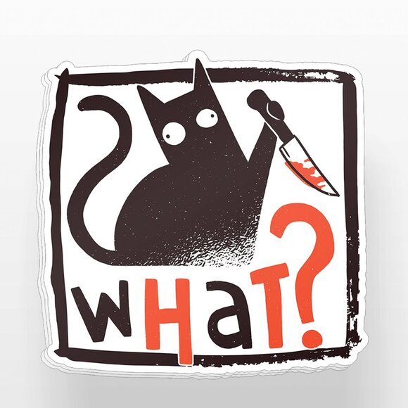 3pc - WHAT? Black Cat Sticker Decal Pack – Tumbler, Laptop - Picture 7 of 8